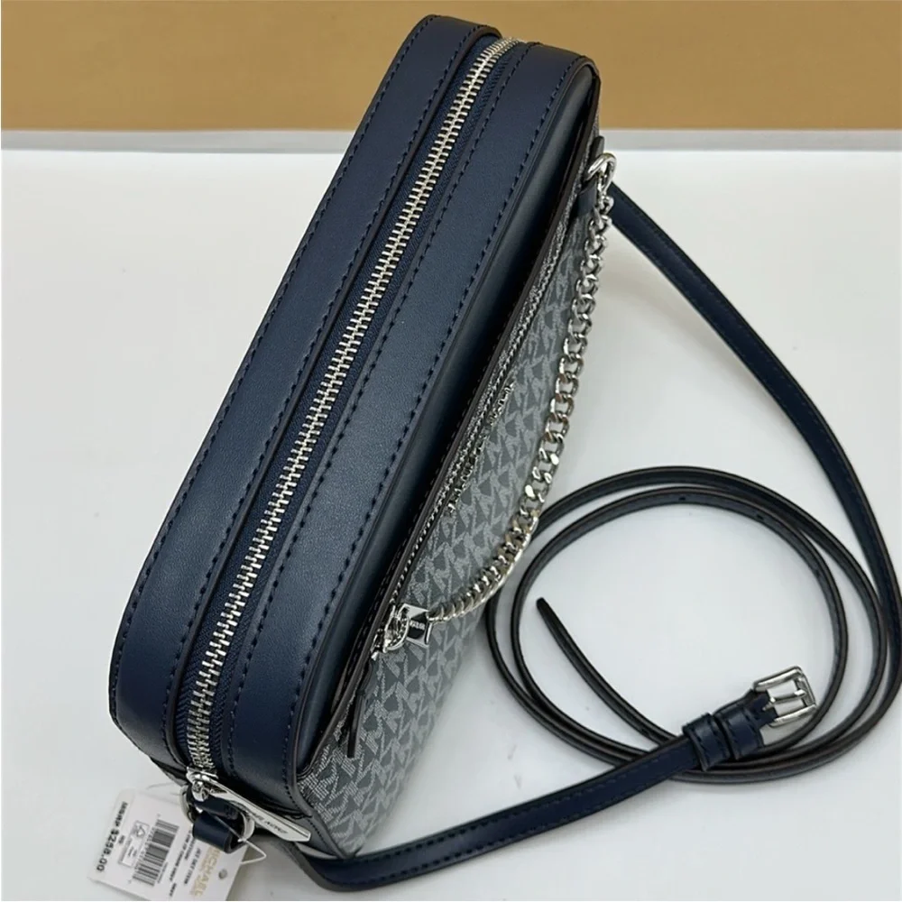 Michael Kors Jet Set Large Ombré Signature Logo EW Crossbody Body Navy NWT